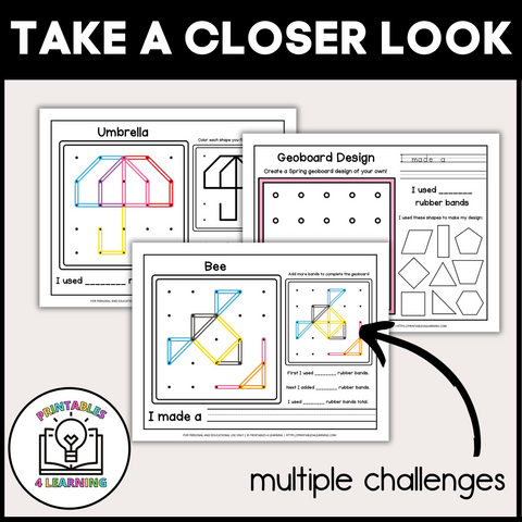 Spring Geoboards | Task Cards and Full Mat Geoboard Activities