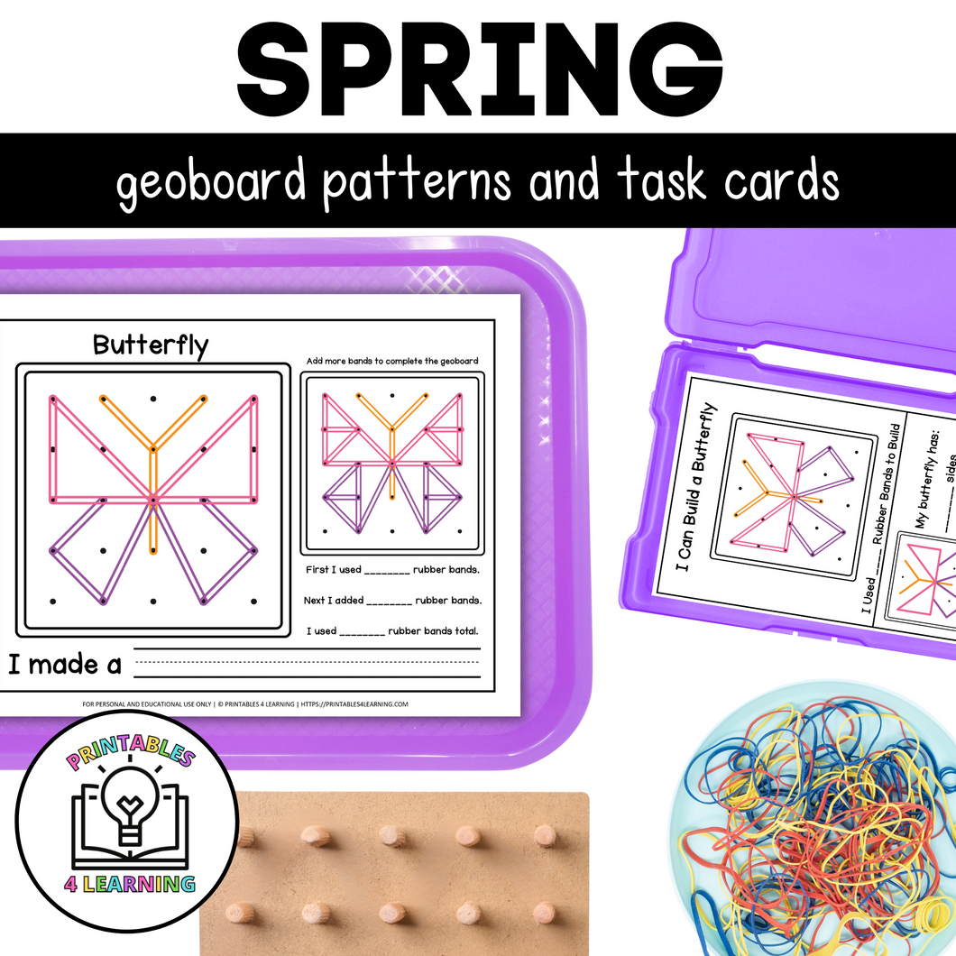 Spring Geoboards | Task Cards and Full Mat Geoboard Activities