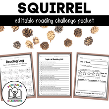 Load image into Gallery viewer, Editable Reading Log: Squirrel Books for Kids with Parent Handout
