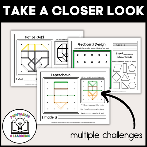 St. Patrick's Day Geoboards | Task Cards and Full Mat Geoboard Activities