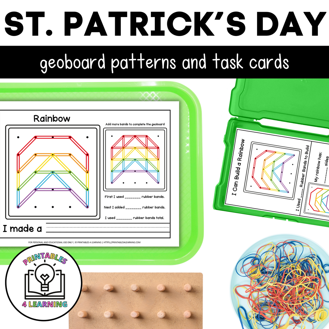 St. Patrick's Day Geoboards | Task Cards and Full Mat Geoboard Activities