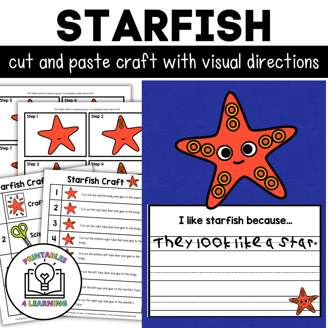 Starfish Cut and Paste Craft with Visual Directions