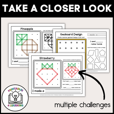 Summer Geoboards | Task Cards and Full Mat Geoboard Activities