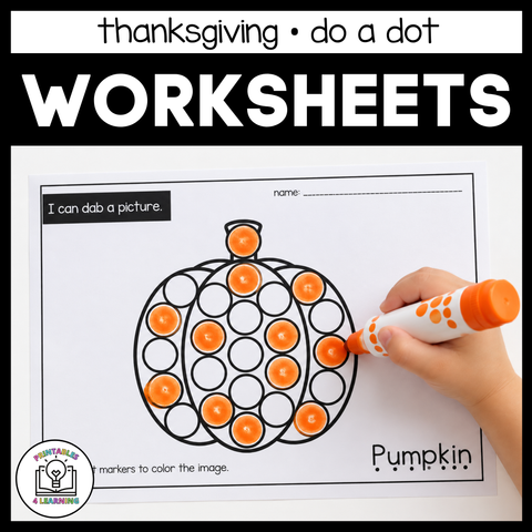 Thanksgiving Dot Marker Printables | Task Cards and Full-Page Activities