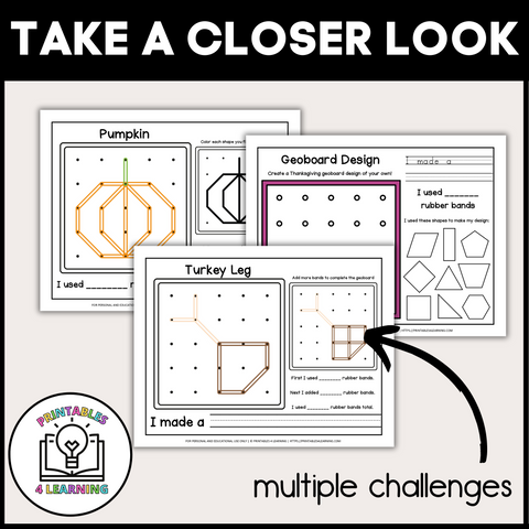 Thanksgiving Geoboards | Task Cards and Full Mat Geoboard Activities