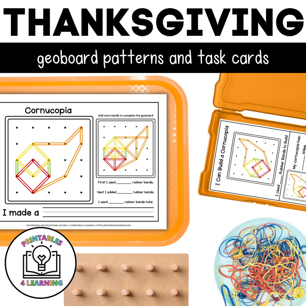 Thanksgiving Geoboards | Task Cards and Full Mat Geoboard Activities