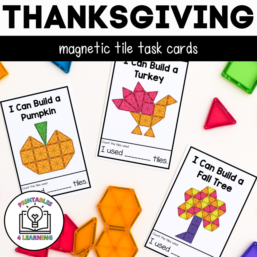 Thanksgiving Magnetic Tile Task Cards