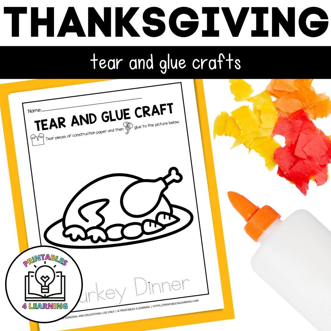 Thanksgiving Torn Art Crafts | Preschool and Kindergarten Fine Motor Activity