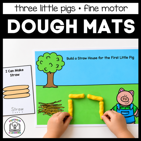 Three Little Pigs Play Dough Mats and Task Cards