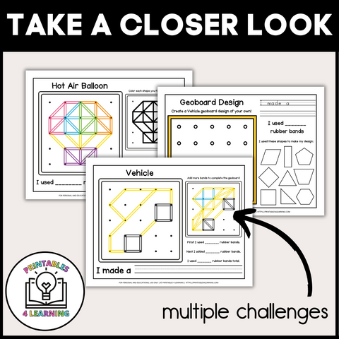 Transportation Geoboards | Task Cards and Full Mat Geoboard Activities