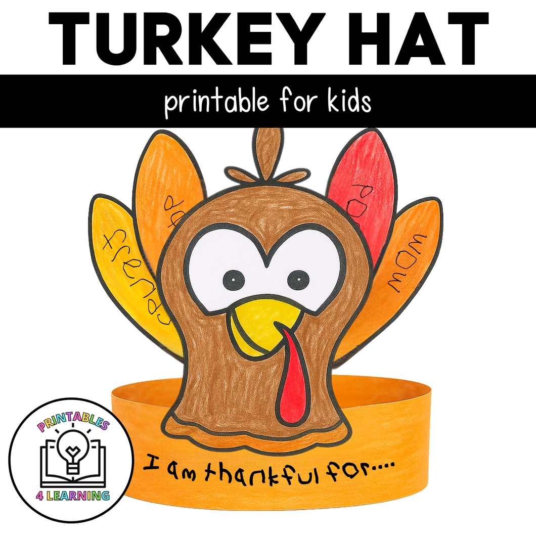 Turkey Hat Craft for Kids (Printable Thanksgiving Activity)