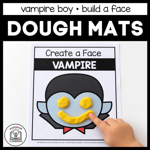 Halloween Vampire Boy Build-a-Face Playdough Mat with Emotion Cards