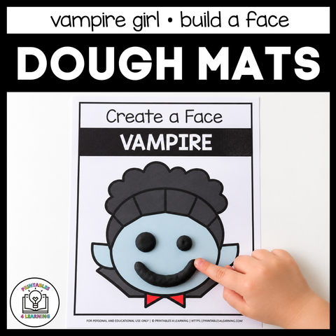 Halloween Vampire Girl Build-a-Face Playdough Mat with Emotion Cards