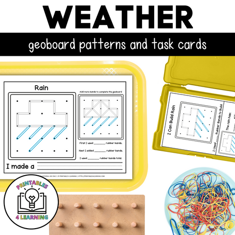 Weather Geoboards | Task Cards and Full Mat Geoboard Activities