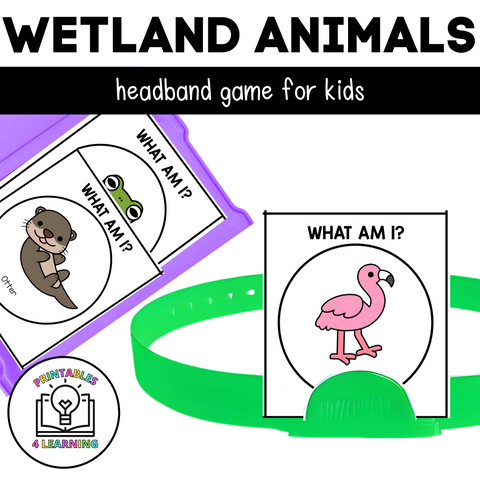 Who Am I? Headbands Game - Wetland Animals Edition
