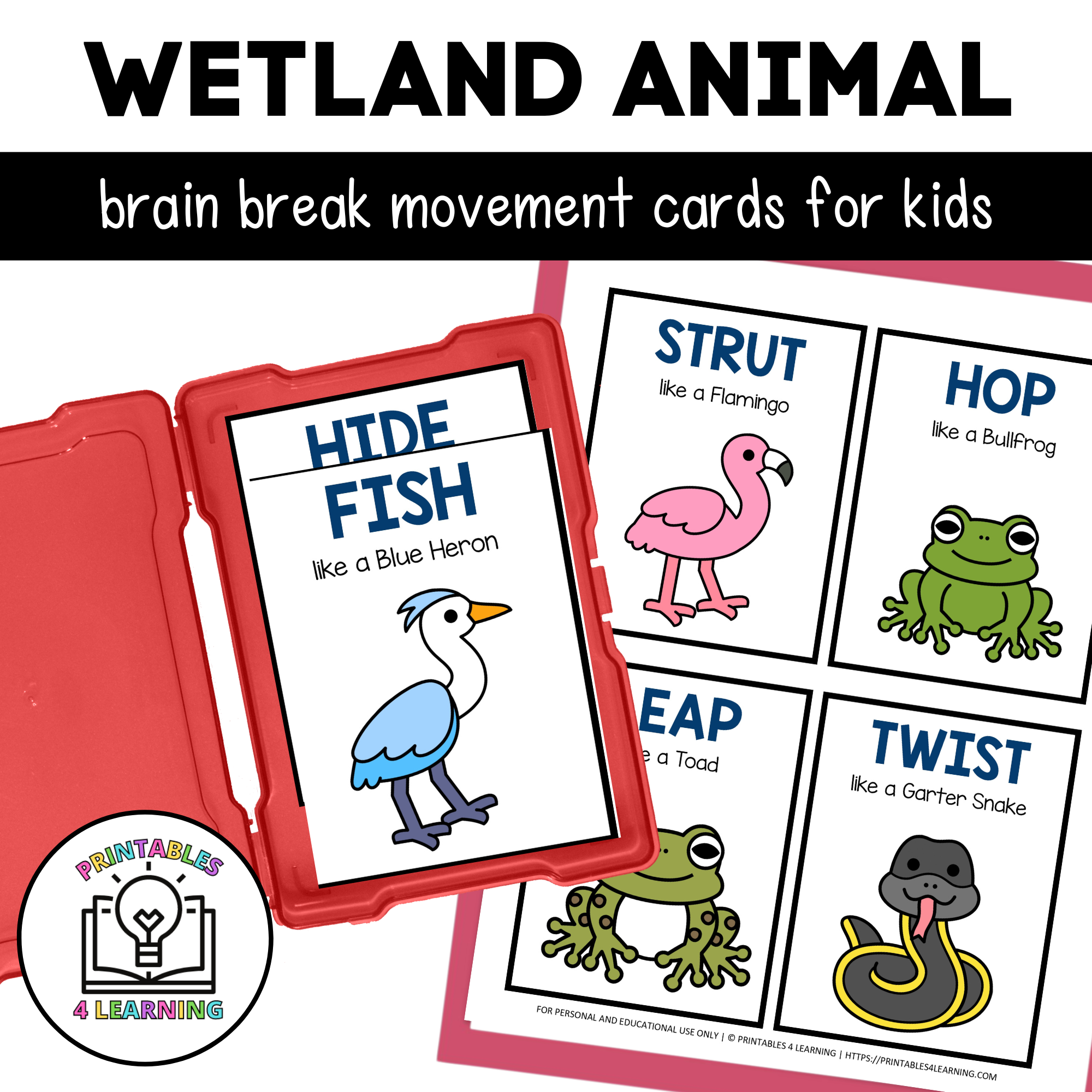 wetland-animal-movement-cards-for-brain-break-activities for Animal Walk Cards Free Printable Wetland Animal Movement Cards for Brain Break Activities for Animal Walk Cards Free Printable