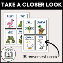 Load image into Gallery viewer, Wetland Animal Movement Cards for Brain Break Activities
