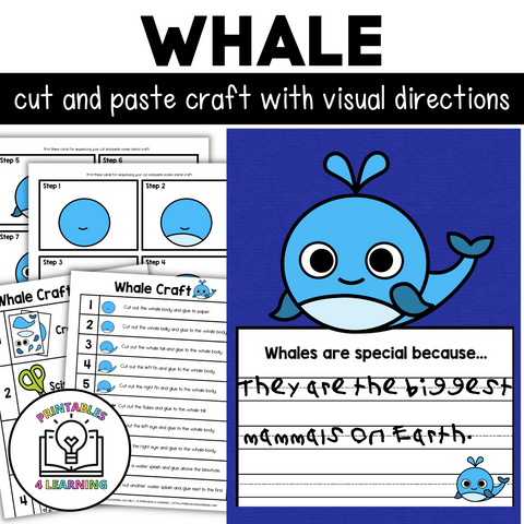 Whale Cut and Paste Craft with Visual Directions