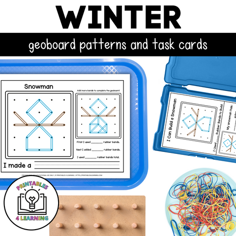 Winter Geoboards | Task Cards and Full Mat Geoboard Activities
