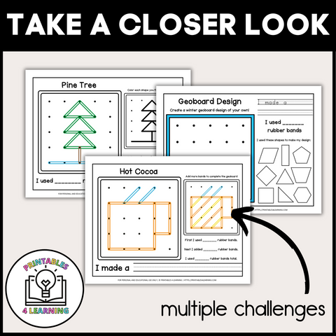 Winter Geoboards | Task Cards and Full Mat Geoboard Activities