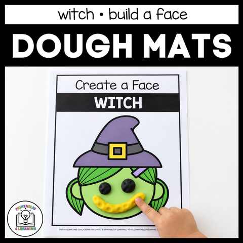 Halloween Witch Build-a-Face Playdough Mat with Emotion Cards