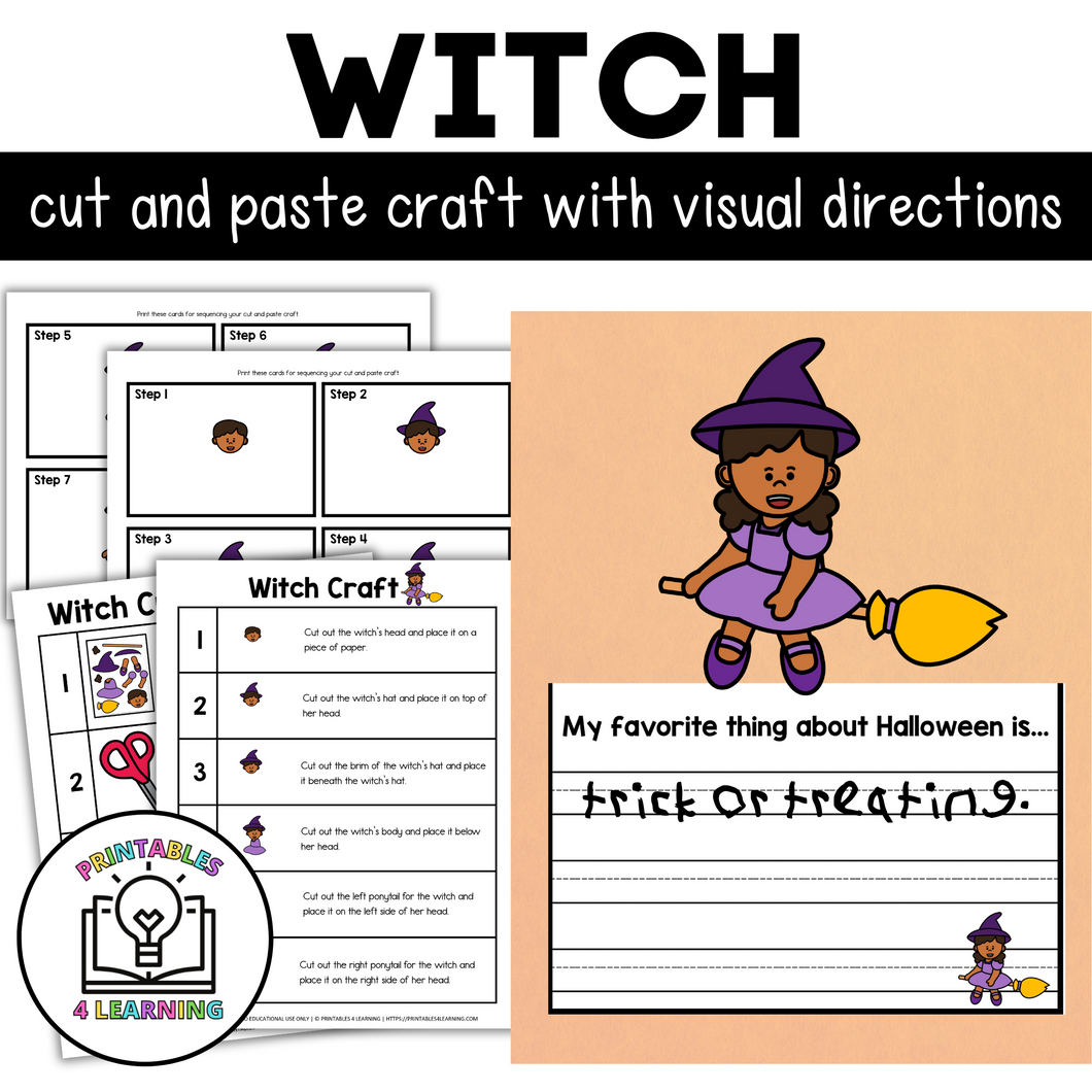 Halloween Witch Cut and Paste Craft with Visual Directions