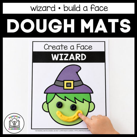 Halloween Wizard Build-a-Face Playdough Mat with Emotion Cards