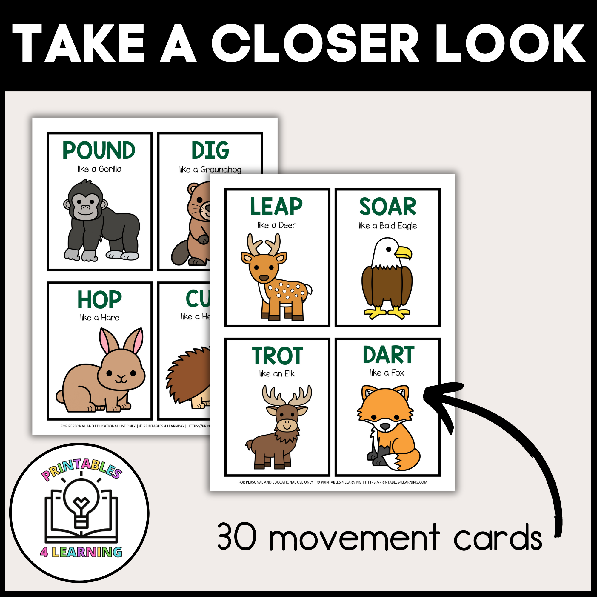 Woodland Animal Movement Cards for Brain Break Activities woodland-animal-movement-cards-for-brain-break-activities