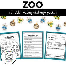 Load image into Gallery viewer, Editable Reading Log: Zoo Animal Books for Kids with Parent Handout
