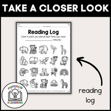 Load image into Gallery viewer, Editable Reading Log: Zoo Animal Books for Kids with Parent Handout
