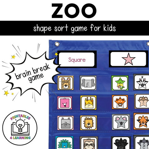 Search and Find Zoo Shape Sort
