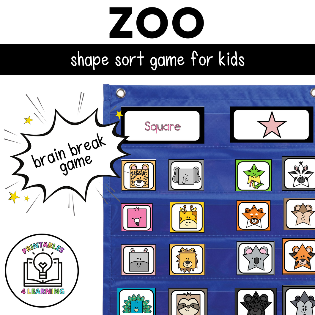 Search and Find Zoo Shape Sort