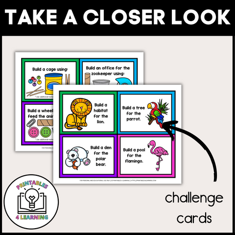 Zoo STEM Challenge Cards