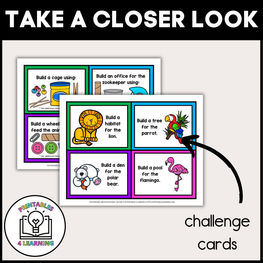 Zoo STEM Challenge Cards