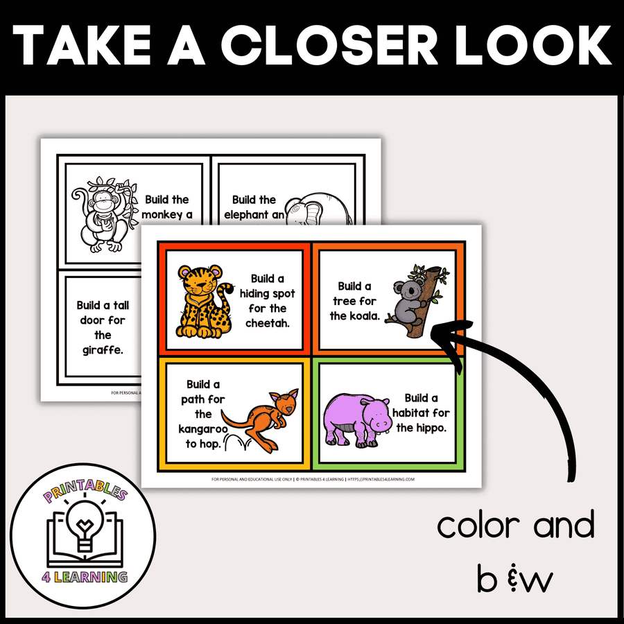 Zoo STEM Challenge Cards