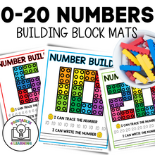 Load image into Gallery viewer, 0-20 Numbers Building Block Worksheets and Flash Cards
