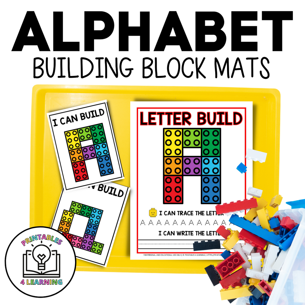 ABC Building Block Worksheets and Flash Cards