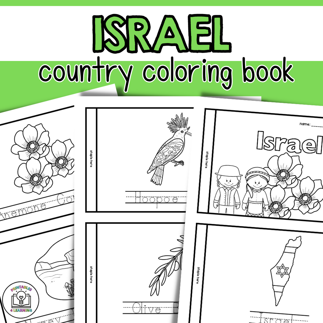 Israel Color and Trace Book for Kids