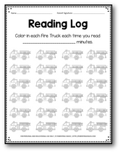 Load image into Gallery viewer, Editable Reading Log: Firefighter and Fire Truck Books for Kids with Parent Handout - Printables 4 Learning
