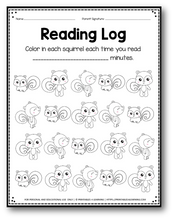 Load image into Gallery viewer, Editable Reading Log: Squirrel Books for Kids with Parent Handout - Printables 4 Learning
