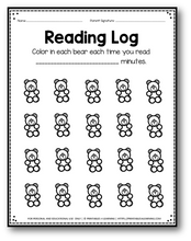 Load image into Gallery viewer, Editable Reading Log: Bear Books for Kids with Parent Handout - Printables 4 Learning
