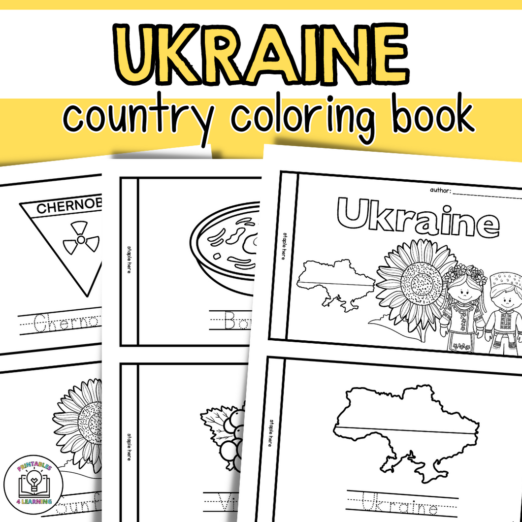 Ukraine Color and Trace Book for Kids