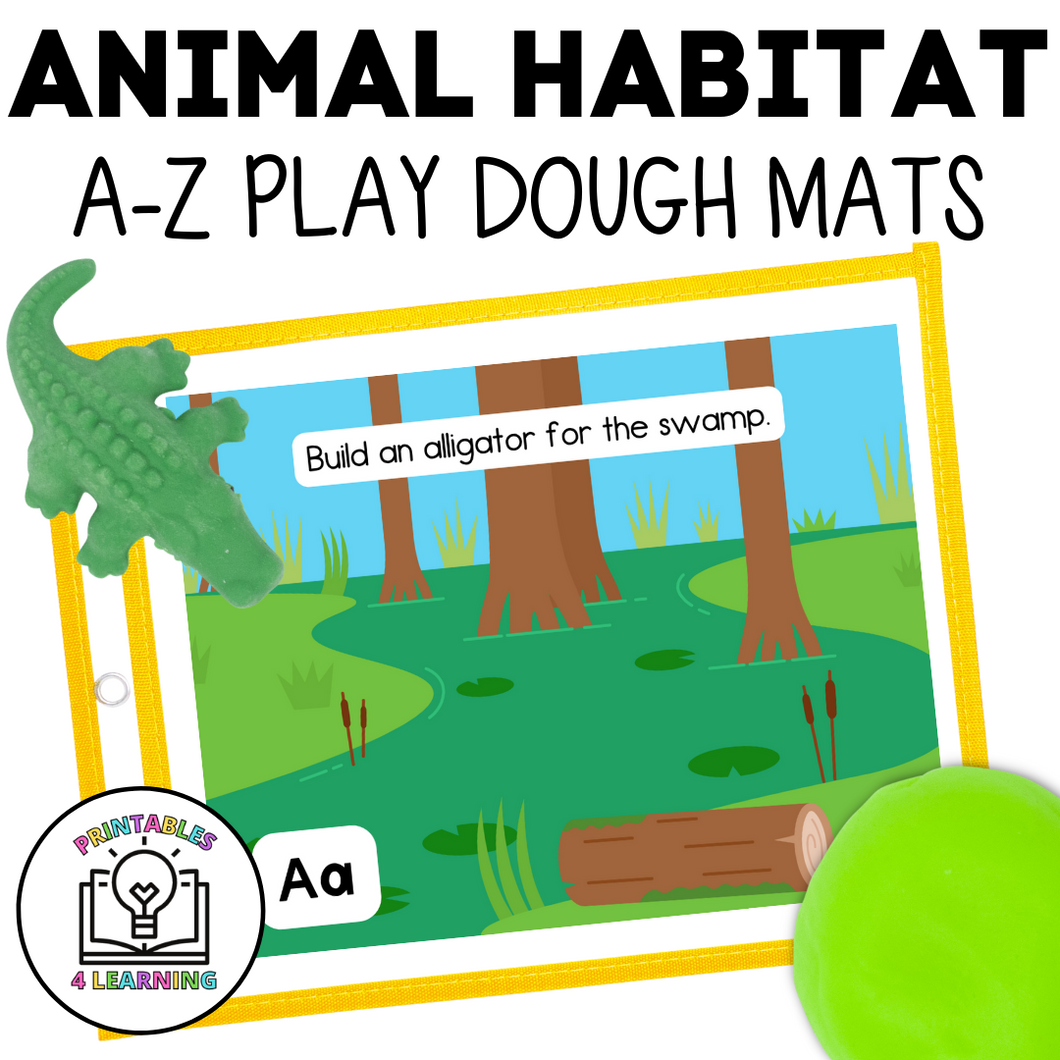 Animal Habitat Alphabet Play Dough Mats