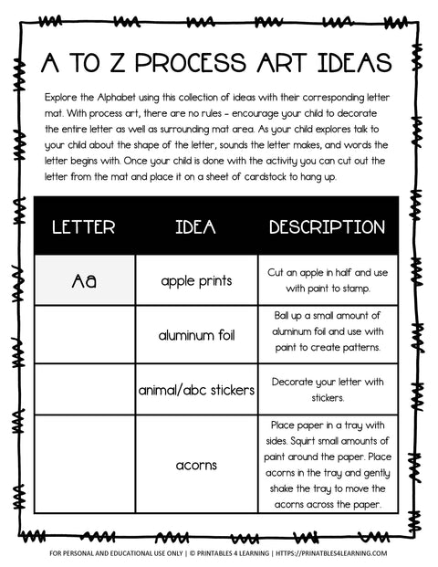 Letter Mats with Process Art Mini Book