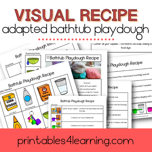 Adapted Visual Recipe: Bubble Bath Playdough - Printables 4 Learning
