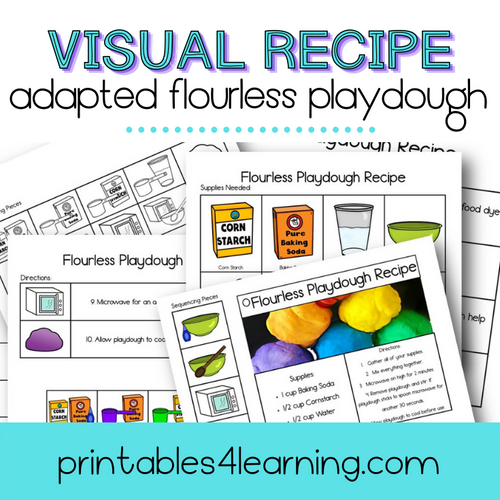 Adapted Visual Recipe: Flourless Playdough - Printables 4 Learning