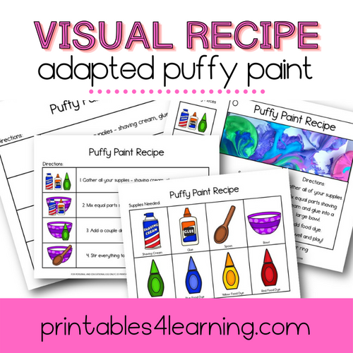 Adapted Visual Recipe: Puffy Paint - Printables 4 Learning