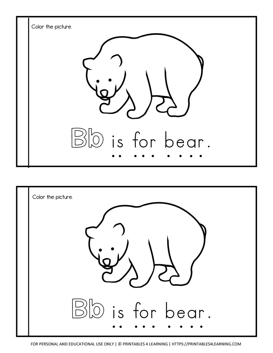 Letter B Emergent Reader Coloring Book Printables 4 Learning