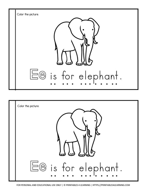 Letter E Emergent Reader Coloring Book