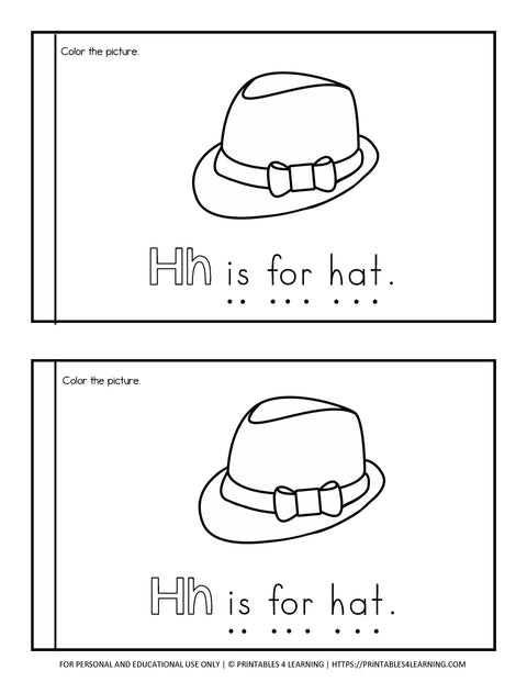 Letter H Emergent Reader Coloring Book